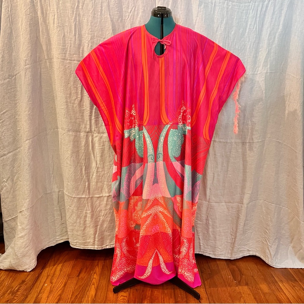 Vibrant Vintage Pink and Orange Kaftan